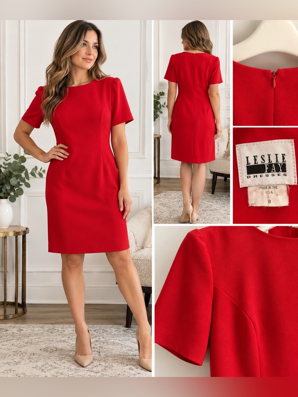 Vintage Leslie Fay Red Shift Dress ❤️